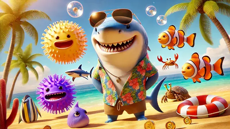 Visual permainan tembak ikan SEKOLAHTOTO dengan target laut berwarna-warni